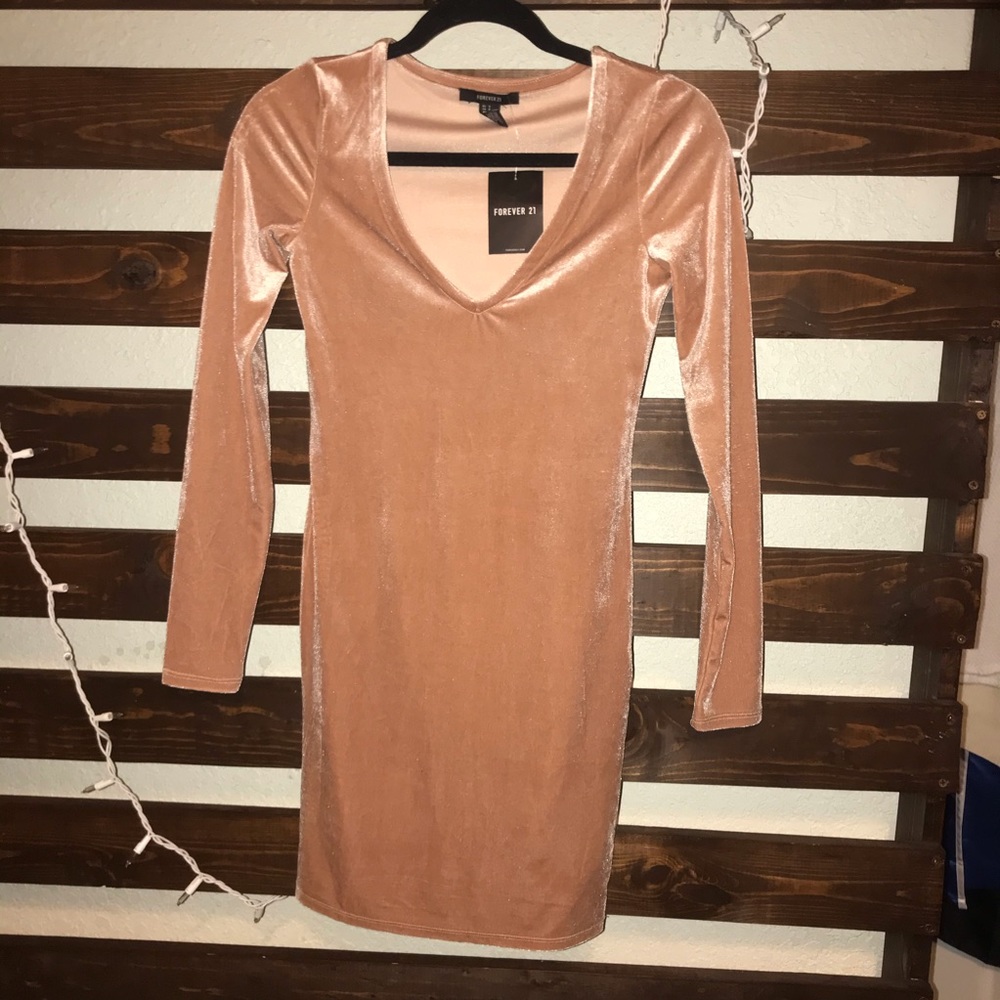 Pink velvet mini dress
